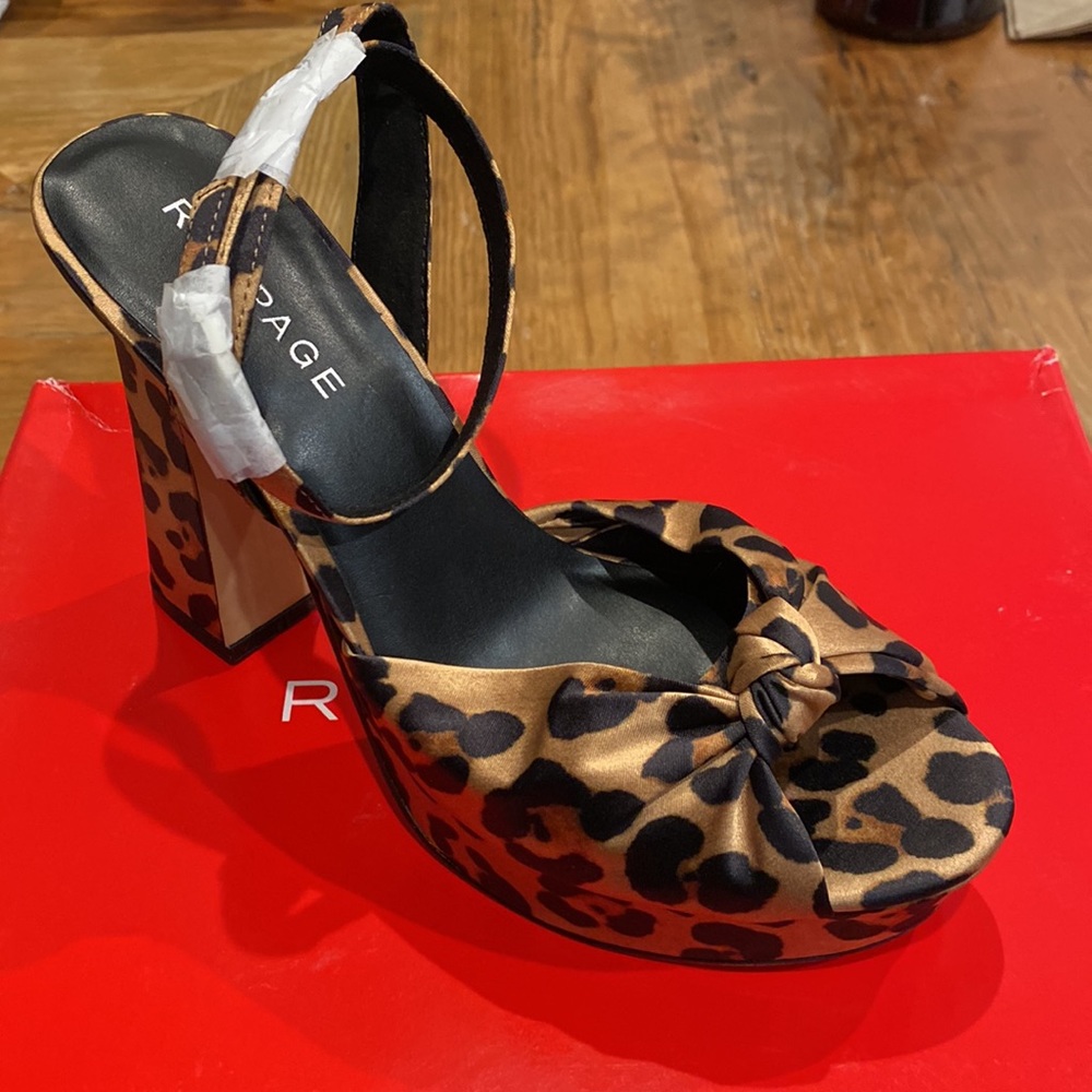 Rampage Leopard Print Platform Sandal - Brown Black